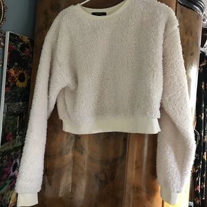 Forever 21 cream fleece cropped pull over